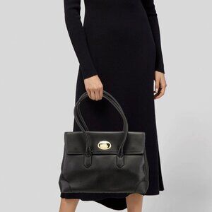 AUTHENTIC Roberto Cavalli Double Leather Handle Pebbled Black Handbag